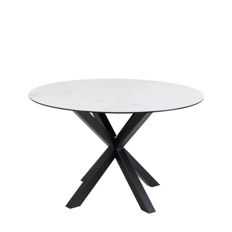 Sale Drawer EURAME Table à manger 4 places ronde en céramique et métal