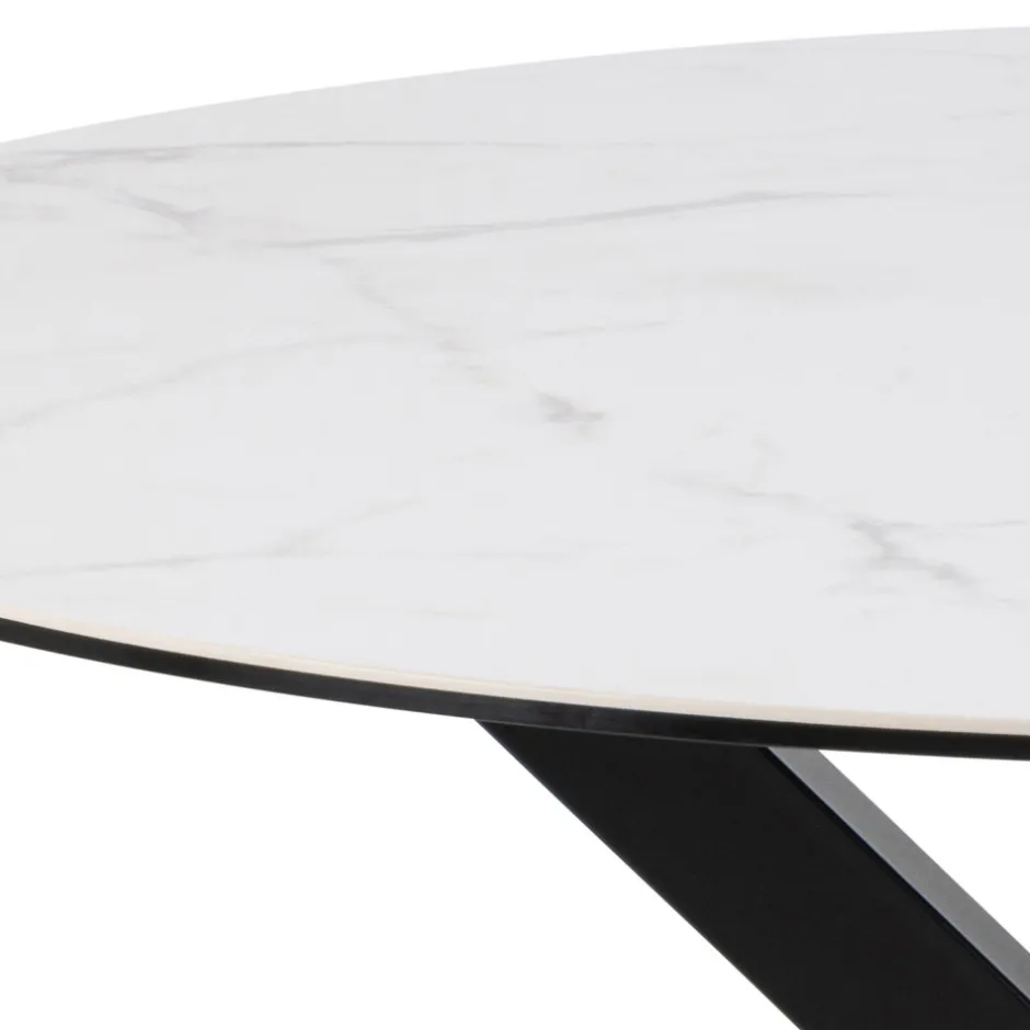 Sale Drawer EURAME Table à manger 4 places ronde en céramique et métal