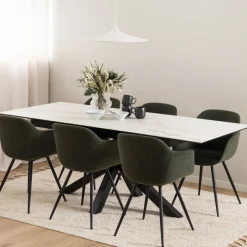 New Drawer EURAME Table à manger extensible 6 à 8 places en céramique et métal 168-210x90cm