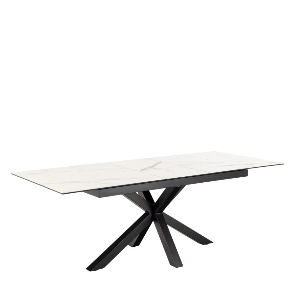 New Drawer EURAME Table à manger extensible 6 à 8 places en céramique et métal 168-210x90cm