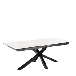 Discount Drawer EURAME Table à manger extensible 6 à 12 personnes en céramique et métal 200-240x100cm