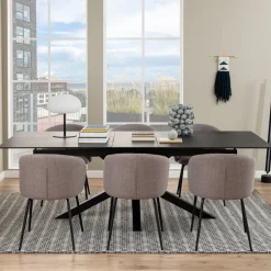 Discount Drawer EURAME Table à manger extensible 6 à 12 personnes en céramique et métal 200-240x100cm