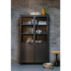Sale Woood EXHIBIT Vitrine 2 portes en métal H170cm