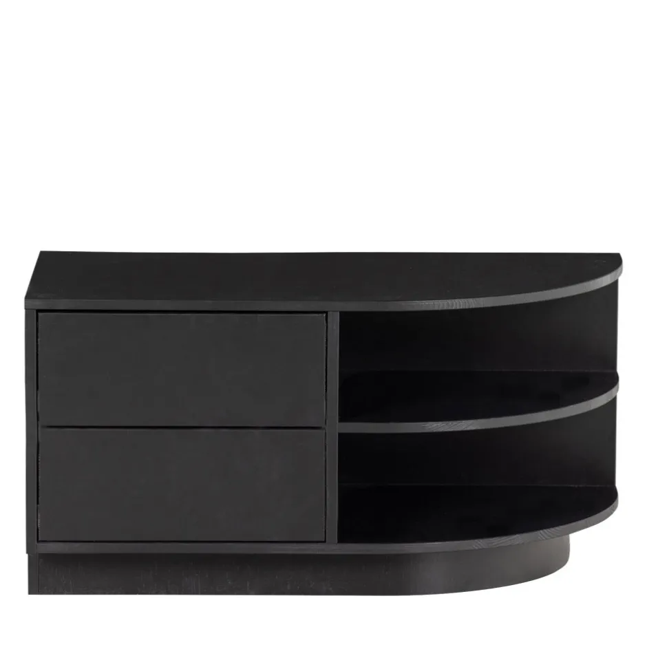 Clearance Woood FINCA Meuble TV 2 tiroirs en bois L78cm