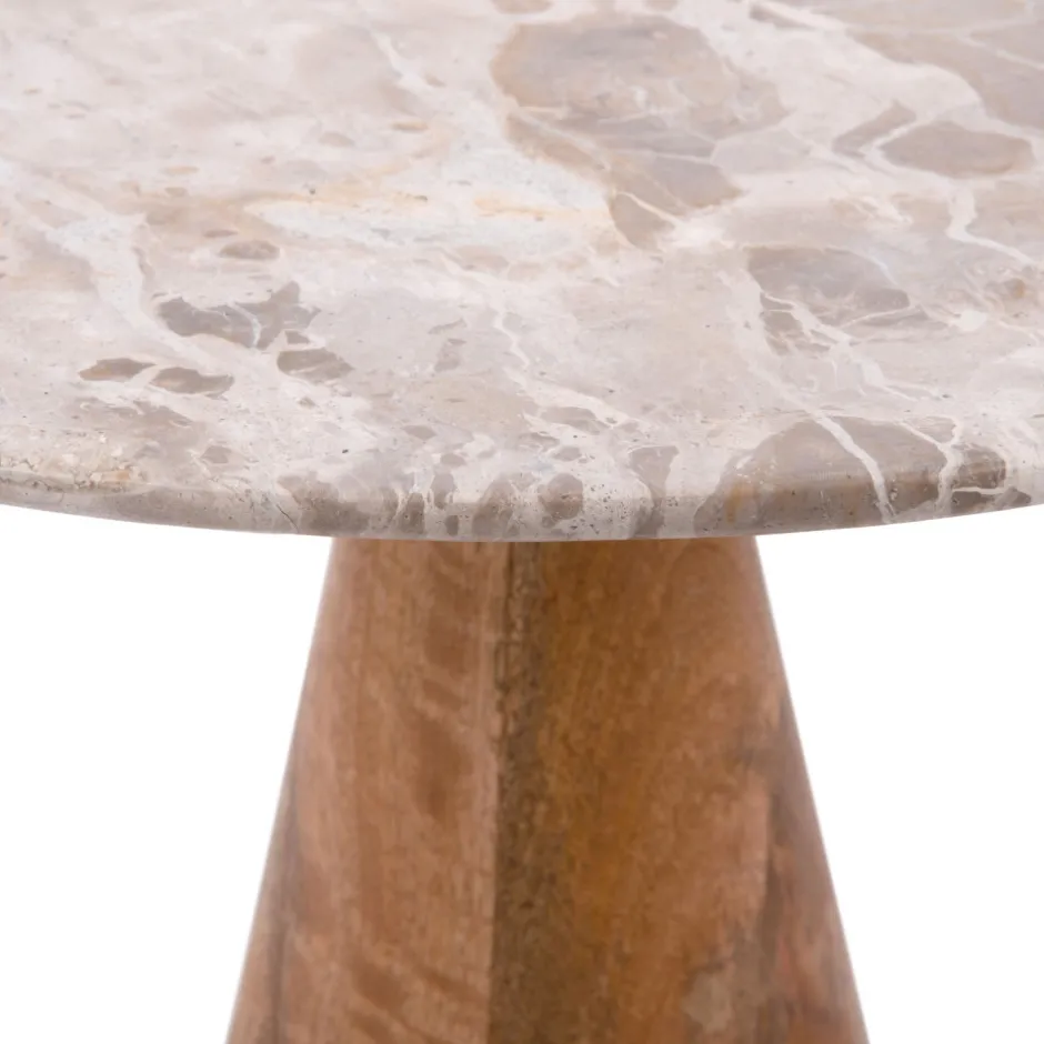 Sale Leitmotiv FORCE Table d’appoint en bois et marbre ø40cm