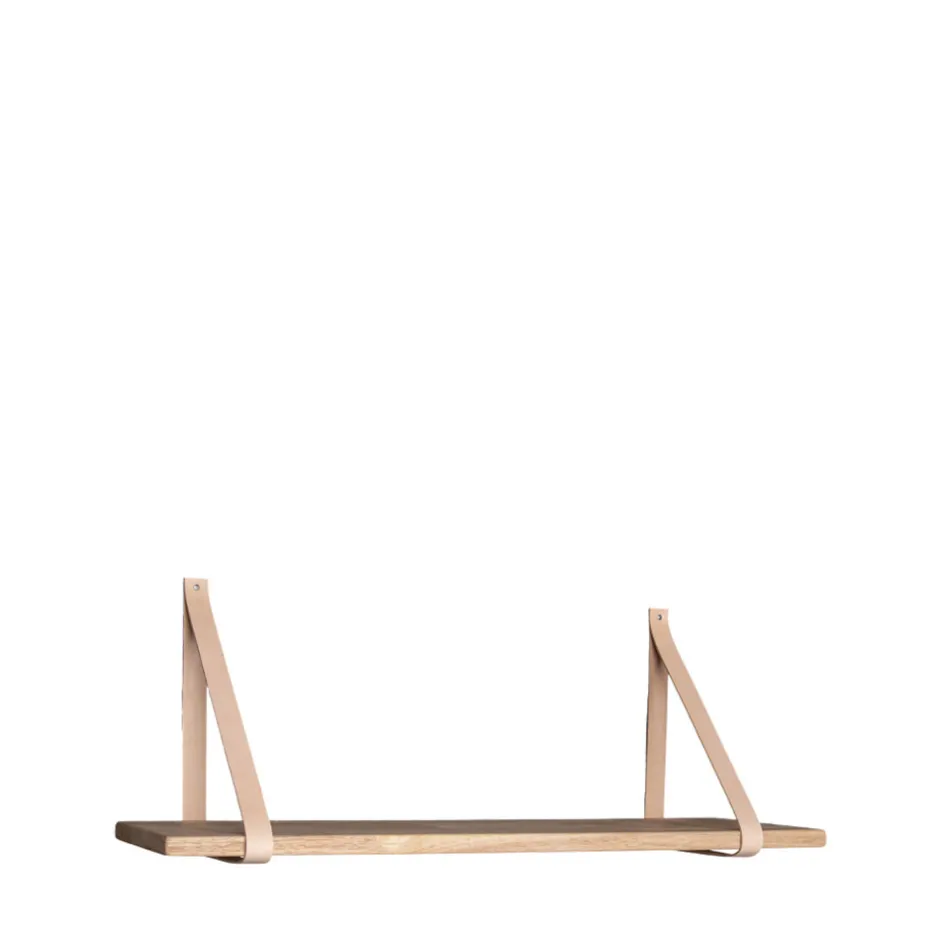 Best House Nordic FORNO Etagère murale en bois et cuir 80x20 cm