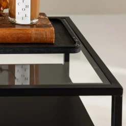 Online Venture Home FORTALEZA Table de chevet 1 tiroir en verre et métal