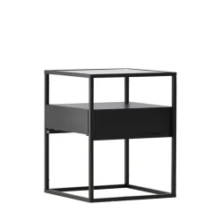 Online Venture Home FORTALEZA Table de chevet 1 tiroir en verre et métal
