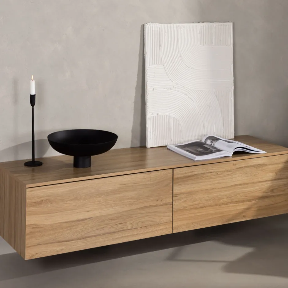 Best Venture Home FRIHAMN Meuble TV suspendu 2 tiroirs en bois L160cm