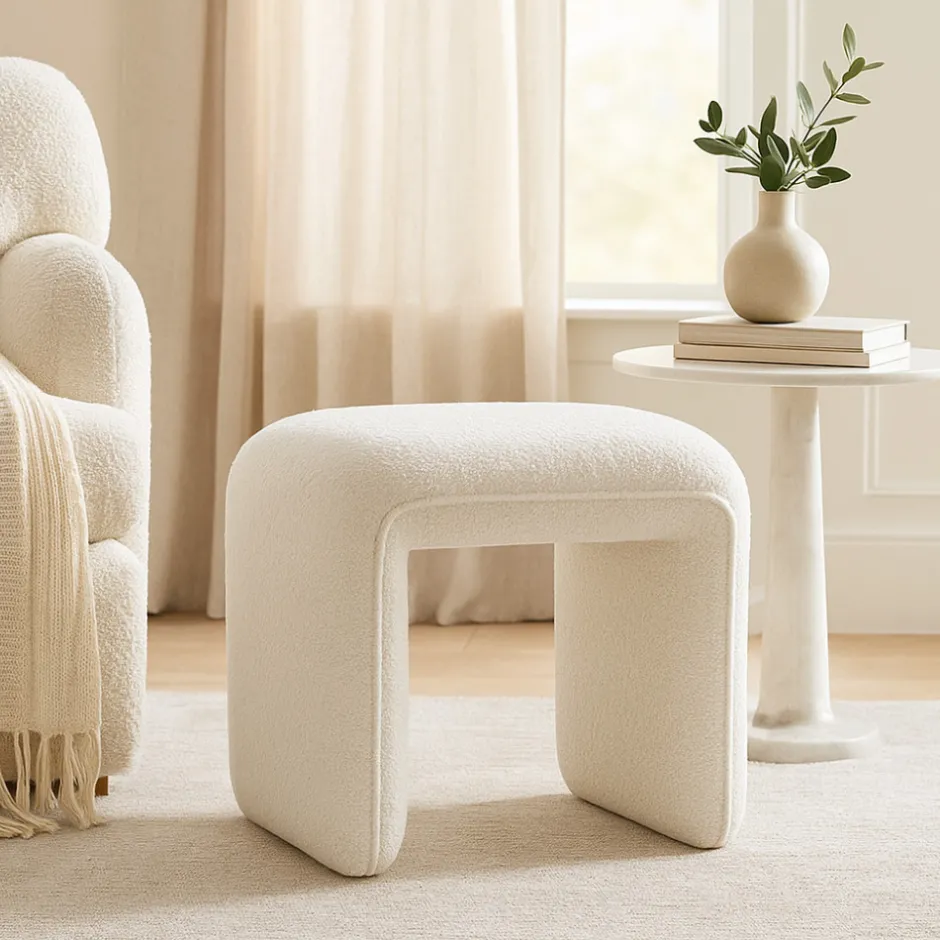 New Drawer FULL Pouf en tissu bouclette