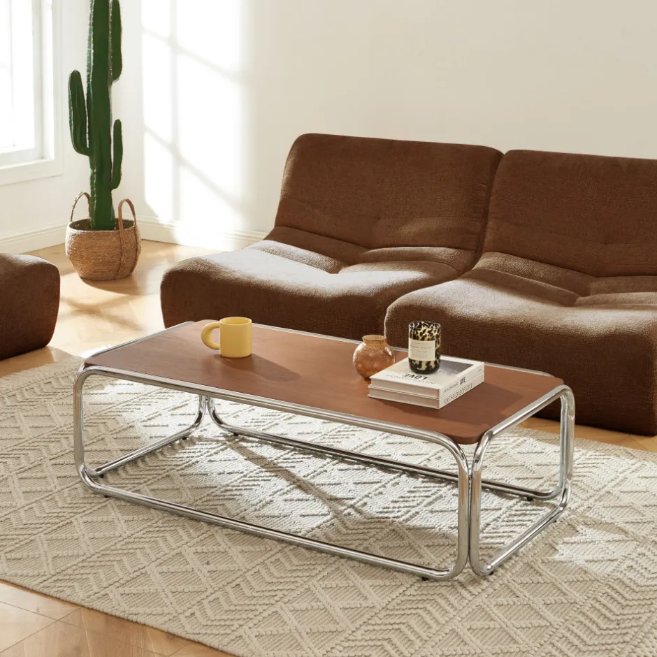 Sale No name GLISS II Table basse en bois pieds chrome