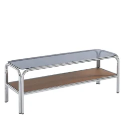 Hot No name GLISS Meuble TV en verre pieds chrome L120cm