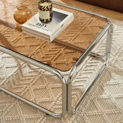 Outlet No name GLISS Table basse en verre pieds chrome