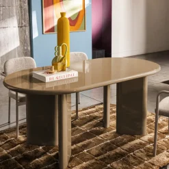Outlet Drawer GLOSSI Table à manger 6 personnes ovale en bois laqué