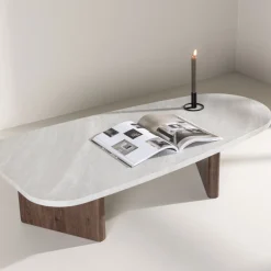 Sale Venture Home GRONVIK Table basse organique effet marbre 130x65cm