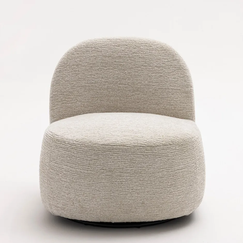 Clearance Drawer GROOVY Fauteuil pivotant en tissu chenille côtelé