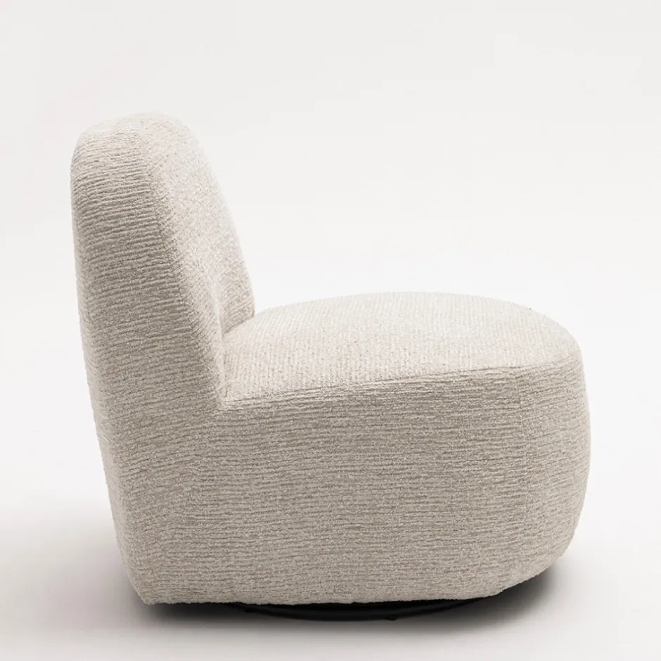 Clearance Drawer GROOVY Fauteuil pivotant en tissu chenille côtelé