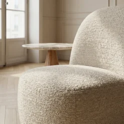 Clearance Drawer GROOVY Fauteuil pivotant en tissu chenille côtelé