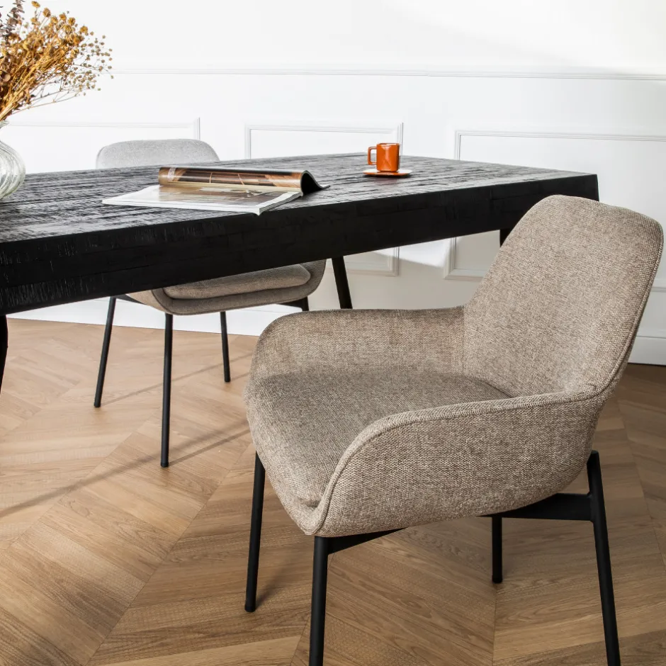 Discount Drawer HAAS Lot de 2 fauteuils de table en tissu et métal