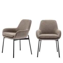 Discount Drawer HAAS Lot de 2 fauteuils de table en tissu et métal