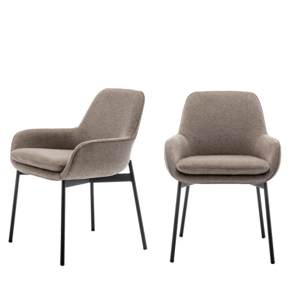 Discount Drawer HAAS Lot de 2 fauteuils de table en tissu et métal