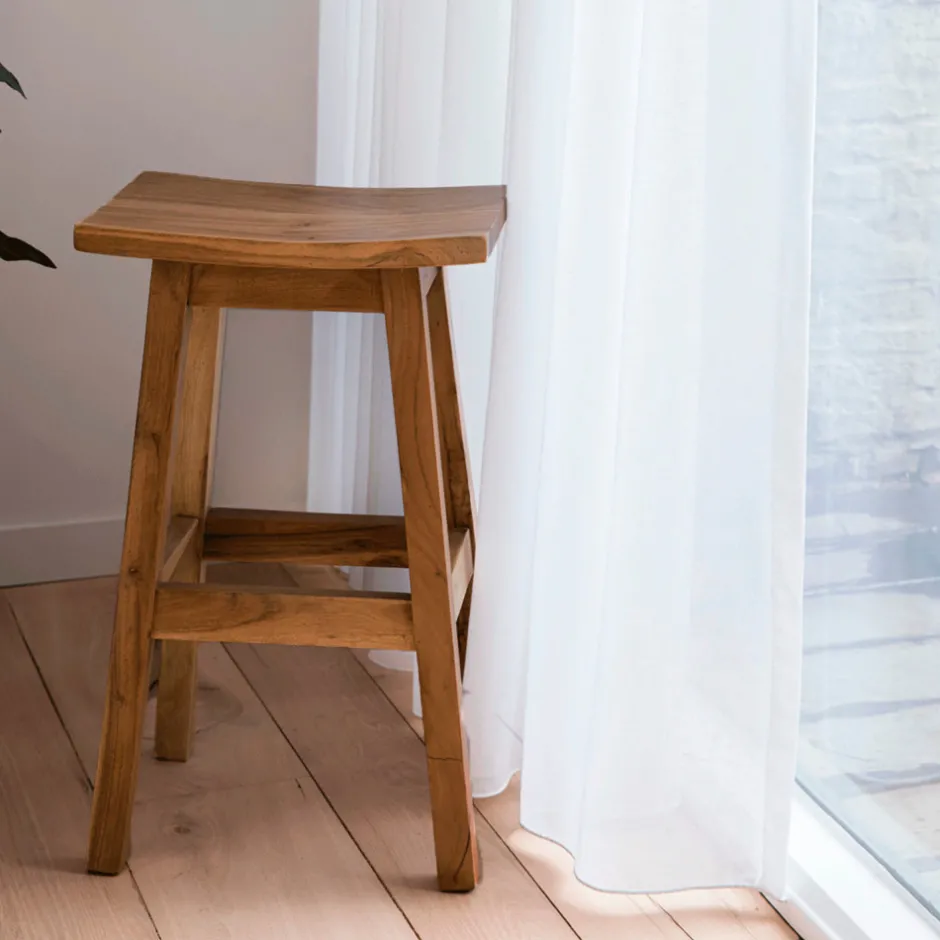 Discount Drawer HANOTILO Tabouret de bar en acacia H66cm