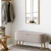 Sale House Nordic HARLOW Banc coffre en tissu bouclette et bois L95cm