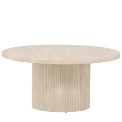 Clearance Venture Home HARON Table basse ronde en bois effet travertin ø80cm