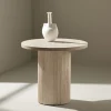 Online Venture Home HARON Table d'appoint ronde effet travertin ø50cm