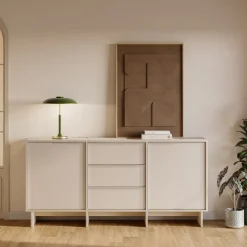 Clearance Drawer HARRIET Buffet 2 portes 3 tiroirs en bois et métal L176cm