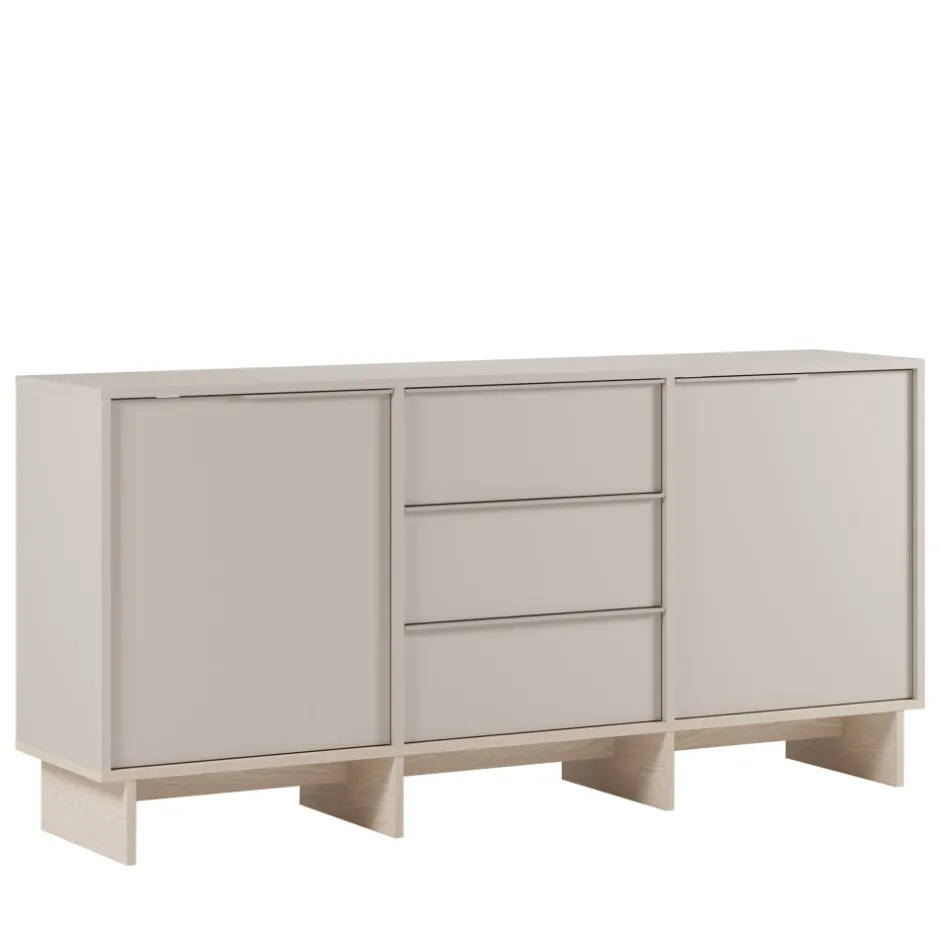 Clearance Drawer HARRIET Buffet 2 portes 3 tiroirs en bois et métal L176cm