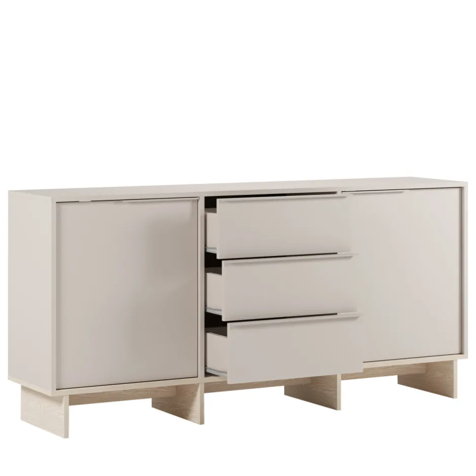 Clearance Drawer HARRIET Buffet 2 portes 3 tiroirs en bois et métal L176cm