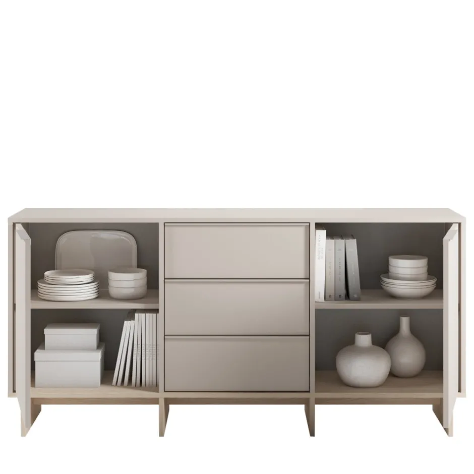 Clearance Drawer HARRIET Buffet 2 portes 3 tiroirs en bois et métal L176cm