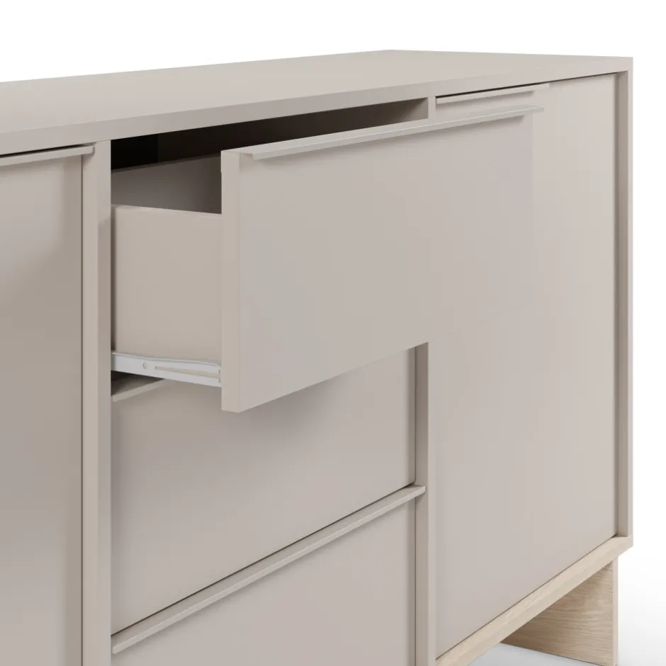 Clearance Drawer HARRIET Buffet 2 portes 3 tiroirs en bois et métal L176cm