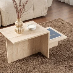 New Drawer HEMY Table basse effet travertin
