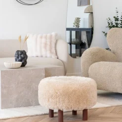 Hot House Nordic INVERNESS Pouf rond imitation fourrure ø50cm