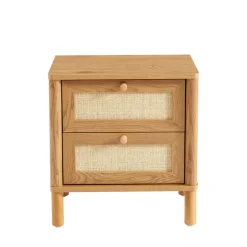 Outlet No name IRIS Table de chevet 2 tiroirs en bois et cannage
