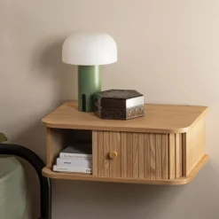 Best Woood JENA Table de chevet suspendue 1 porte coulissante en bois
