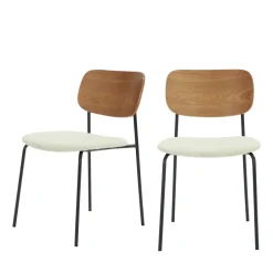 Hot Drawer JENS Lot de 2 chaises en bois, tissu bouclette et métal