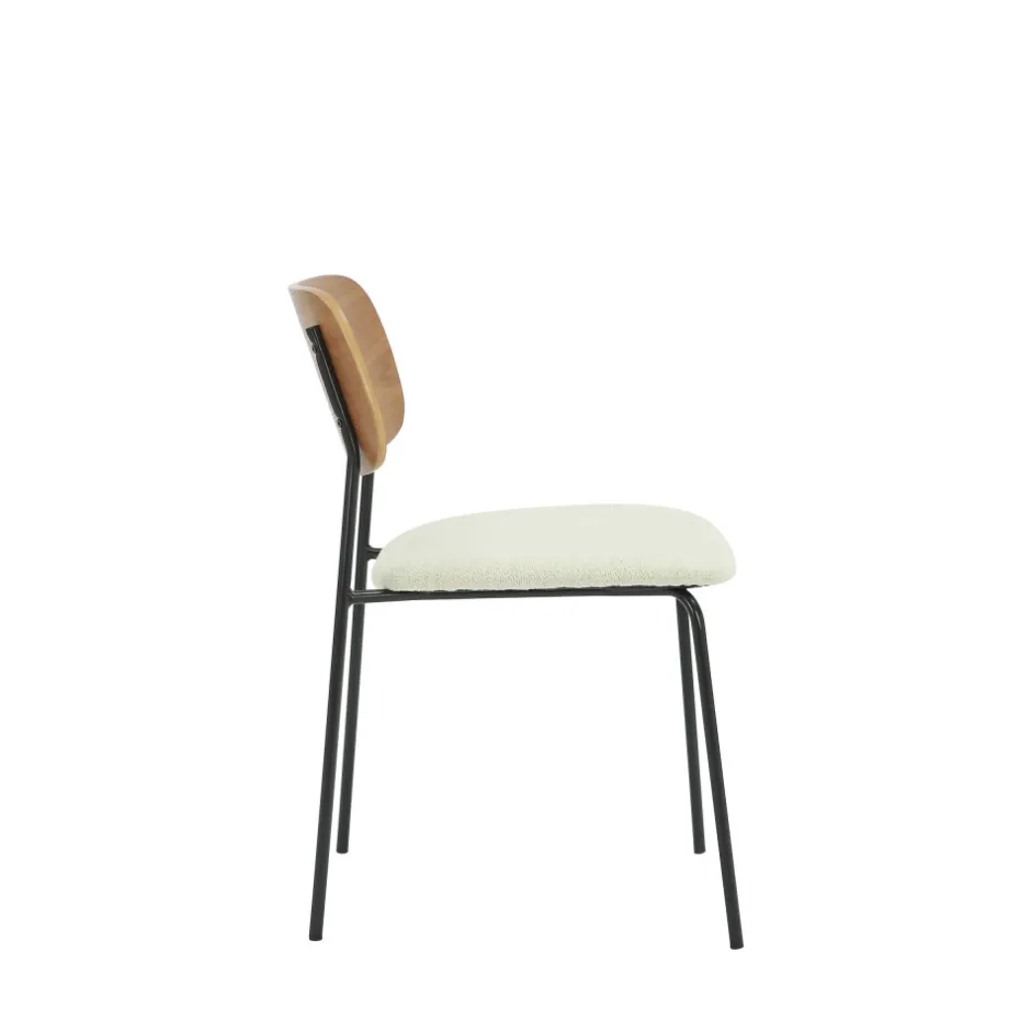 Hot Drawer JENS Lot de 2 chaises en bois, tissu bouclette et métal