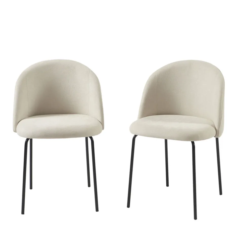 Hot No name JILL Lot de 2 chaises en tissu et métal