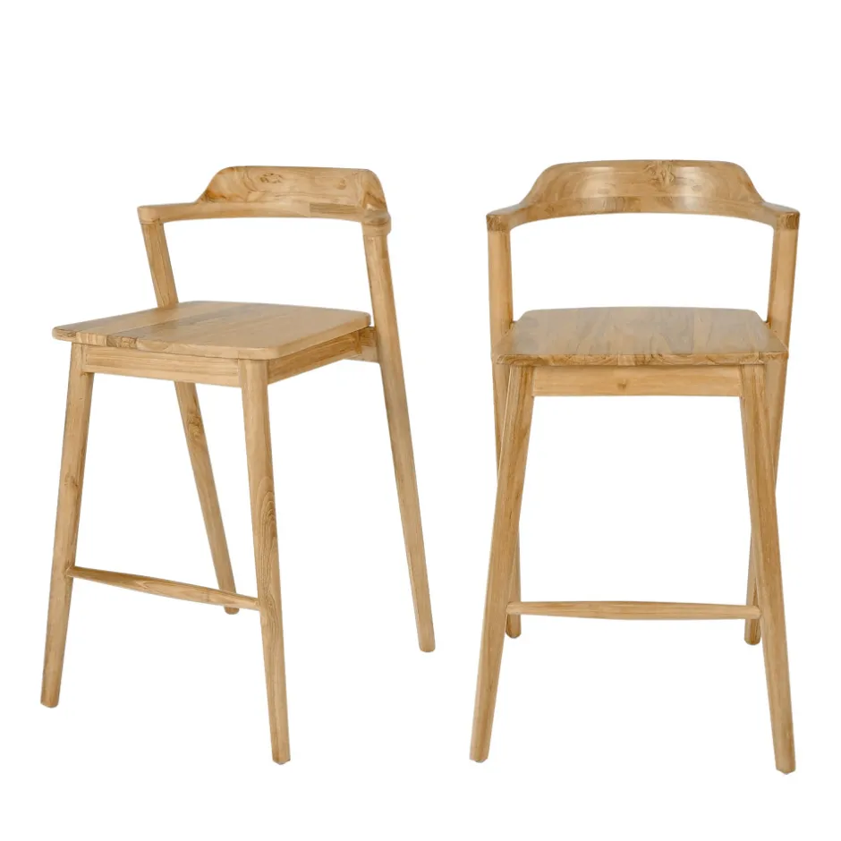 New Drawer JOKO Lot de 2 chaises de bar en teck H65cm