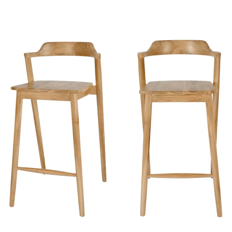 Hot Drawer JOKO Lot de 2 chaises de bar en teck H75cm