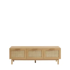 Sale Drawer JUNE Banc d'entrée avec rangement à chaussures en bois et cannage L140cm