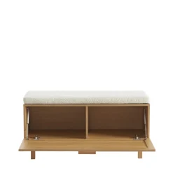 Discount Drawer JUNE Banc d'entrée avec rangement chaussures en bois et cannage L100cm