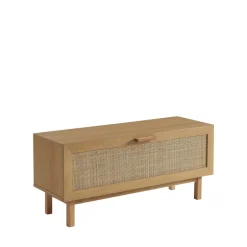 Discount Drawer JUNE Banc d'entrée avec rangement chaussures en bois et cannage L100cm