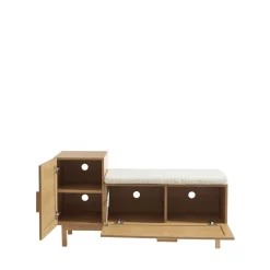 Clearance Drawer JUNE Banc d'entrée avec rangement à chaussures en bois et cannage L120cm
