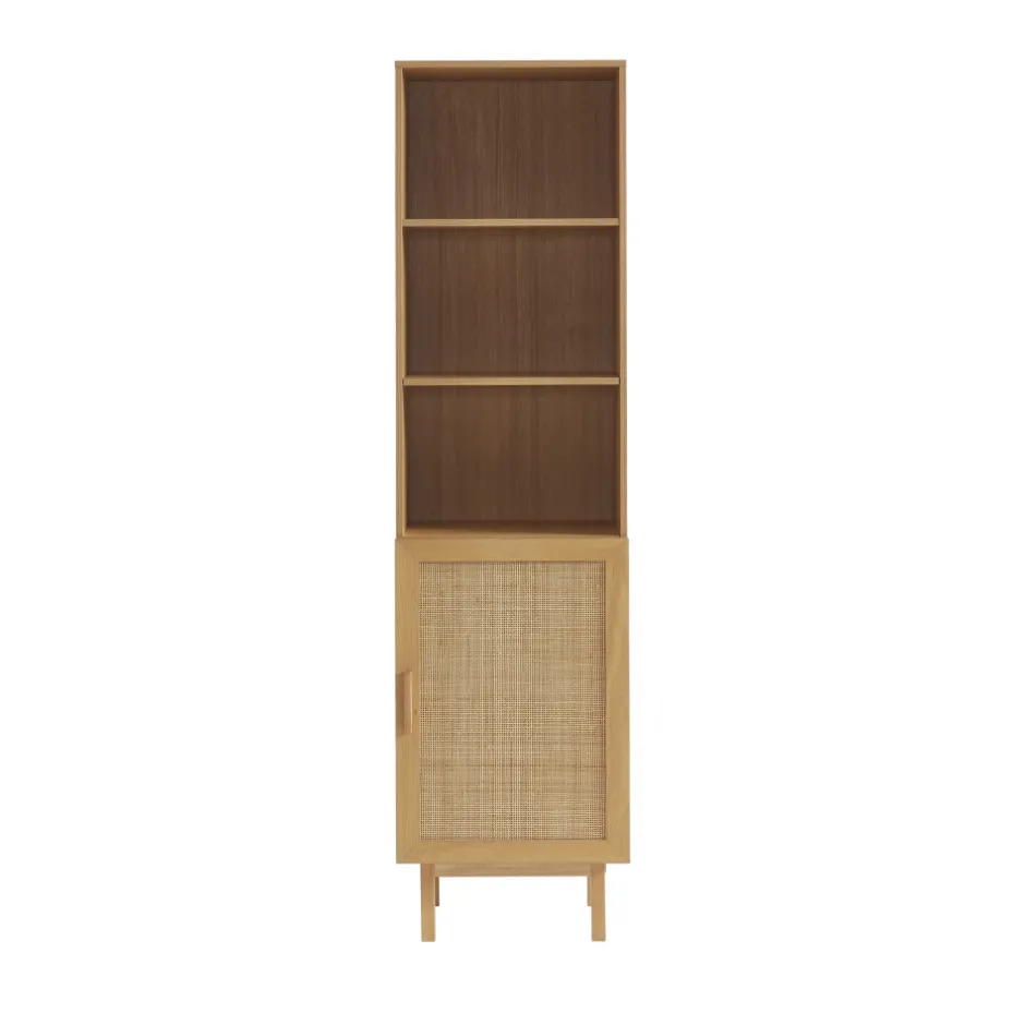 Hot Drawer JUNE Colonne de rangement en bois et cannage H190cm