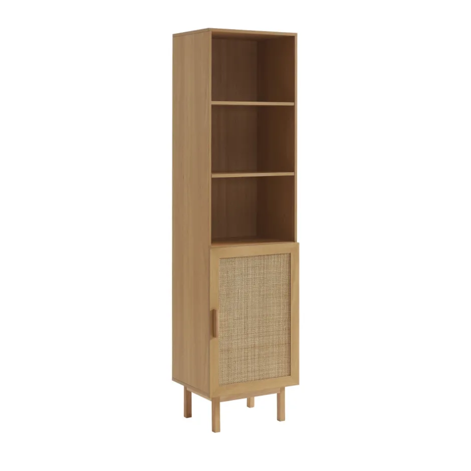 Hot Drawer JUNE Colonne de rangement en bois et cannage H190cm