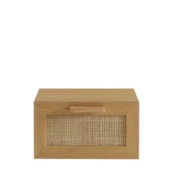 Sale Drawer JUNE Lot de 2 tables de chevet murales avec rangement en bois et cannage